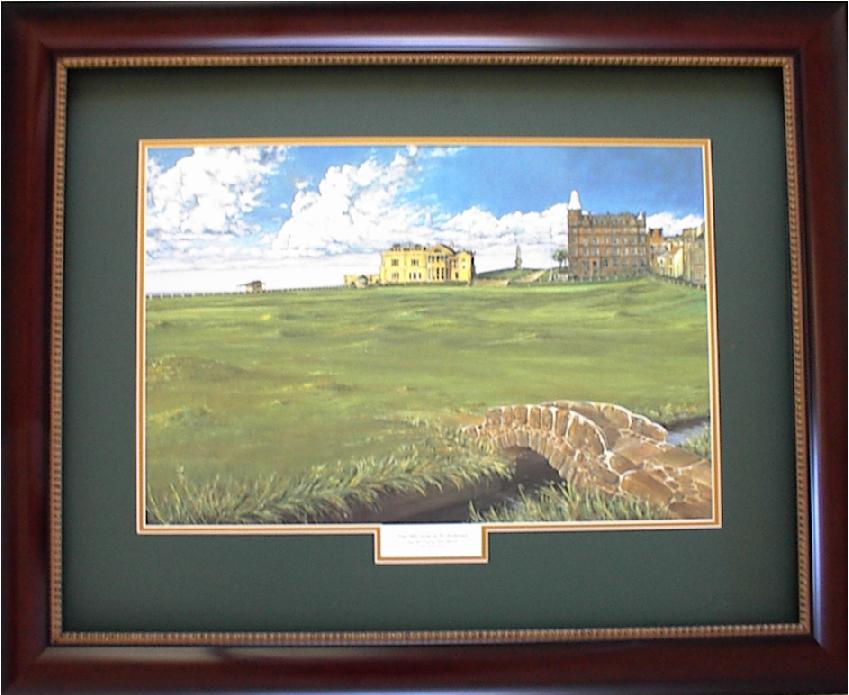 Swilcan Bridge Mahogany Frame Forrest Green Mat